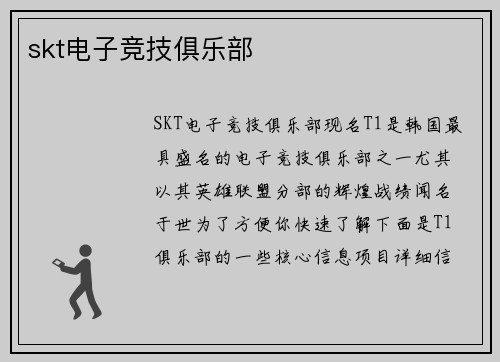 skt电子竞技俱乐部